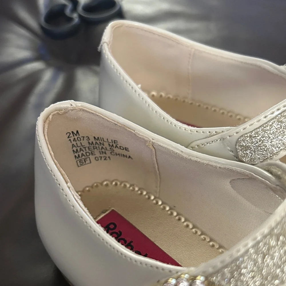 Rachel Shoes Cream Patent Mary Jane with Rhinestone Buckle size 2